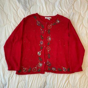 Oversized Red Ugly Christmas Sweater Cardigan